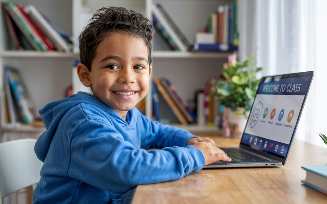 Student learning with laptop